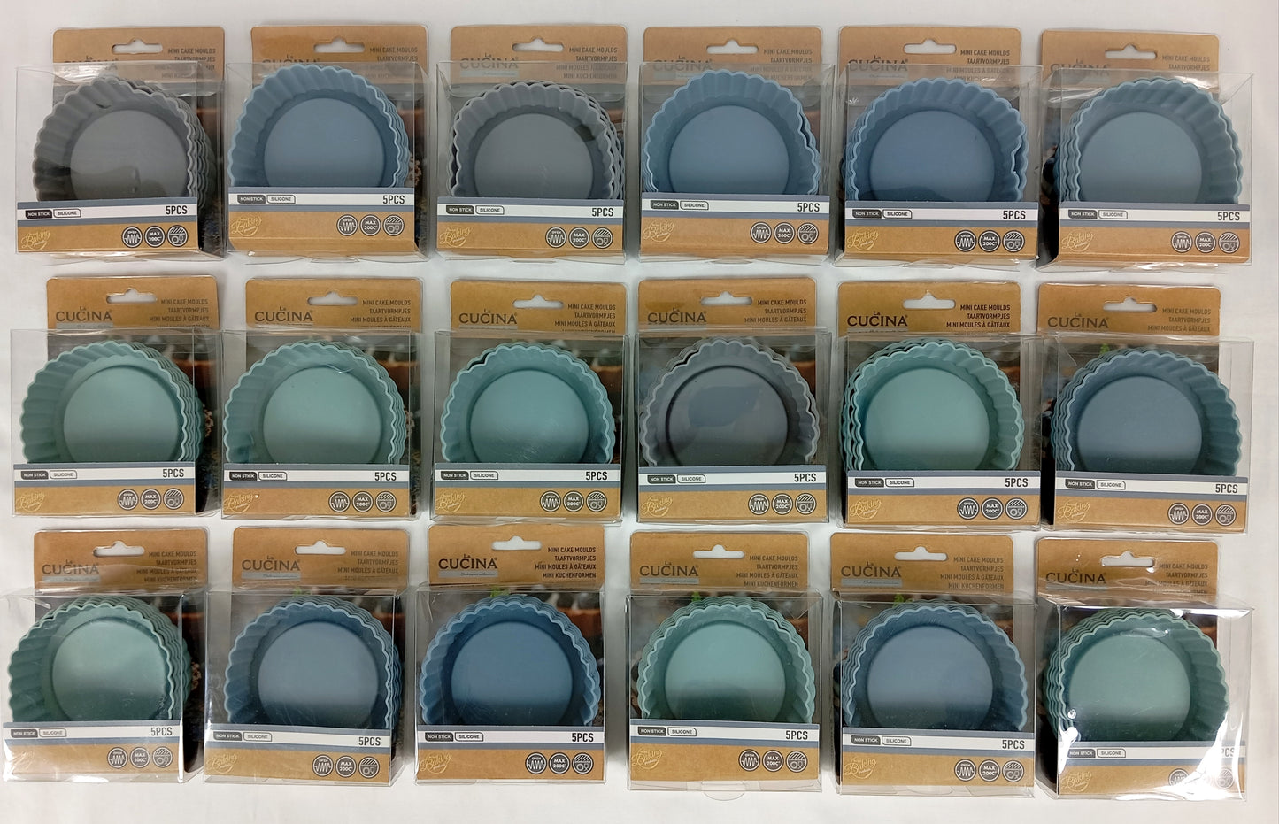 Lot de 18 Boites de 5 Moules silicone tartelette ( 1 euro / pcs )