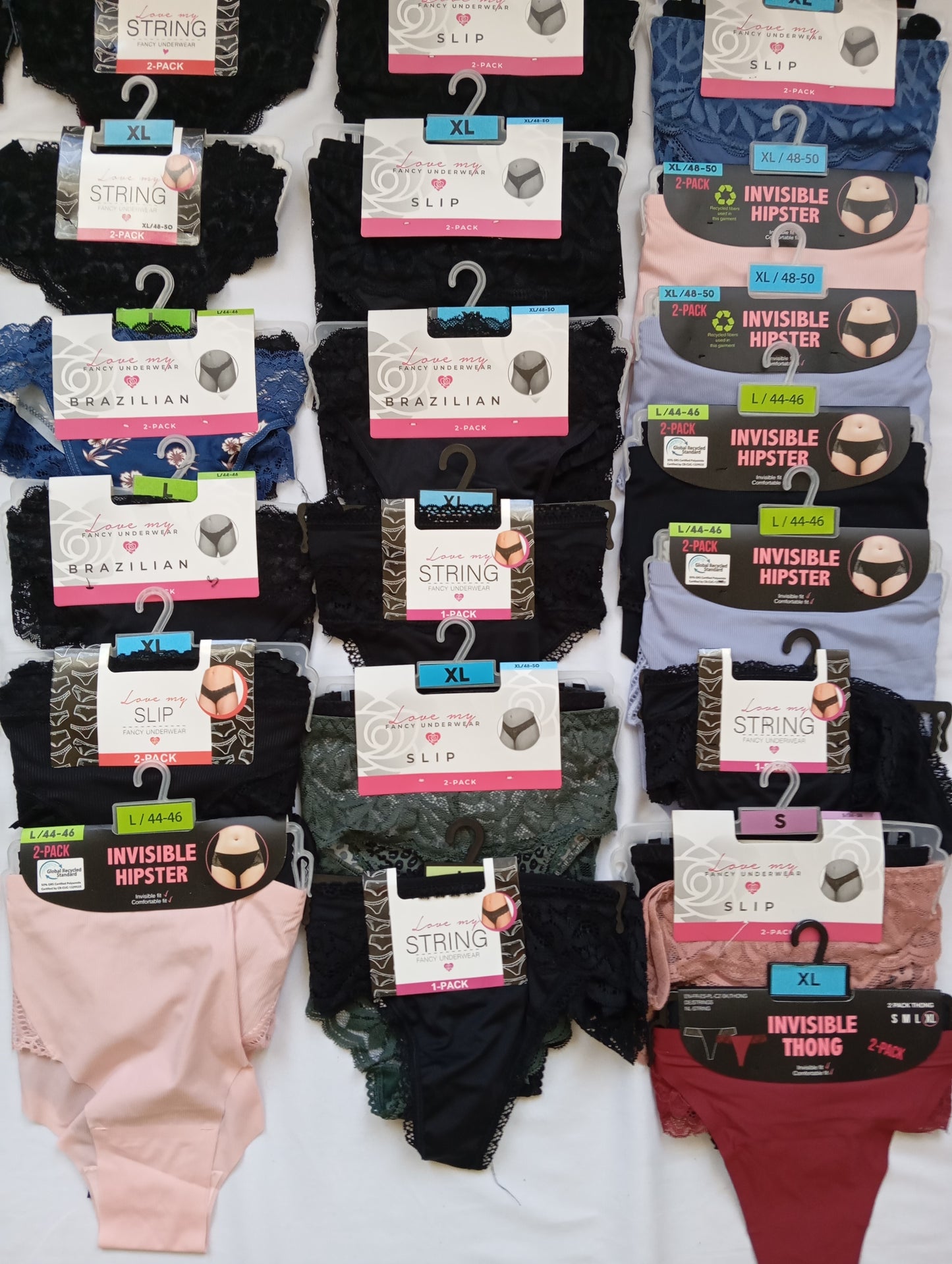 Lot de 90 Sous vêtements femme Slip / String / Brésilien / hipster