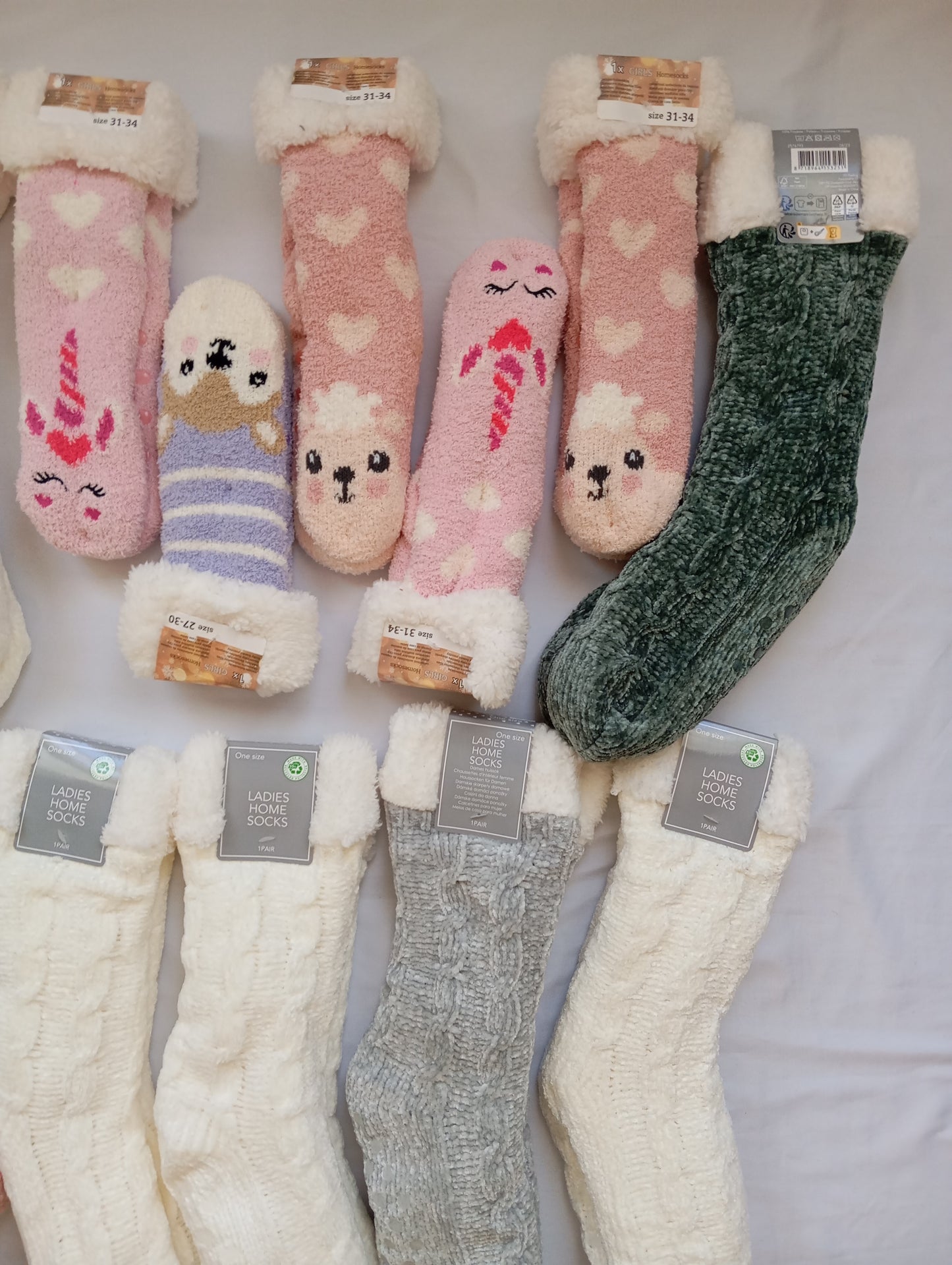 Lot de 28 Paires Chaussettes / chausson d'intérieur polaire doux Adulte / Enfant