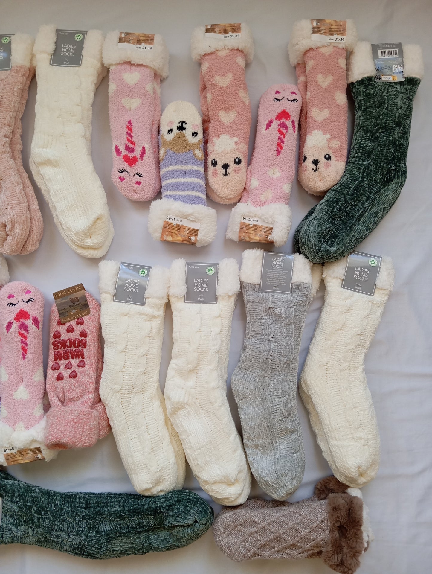 Lot de 28 Paires Chaussettes / chausson d'intérieur polaire doux Adulte / Enfant