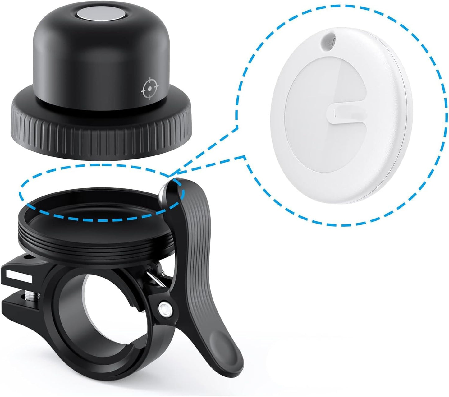 Sonnette de vélo connectée. Avec traceur GPS et batterie