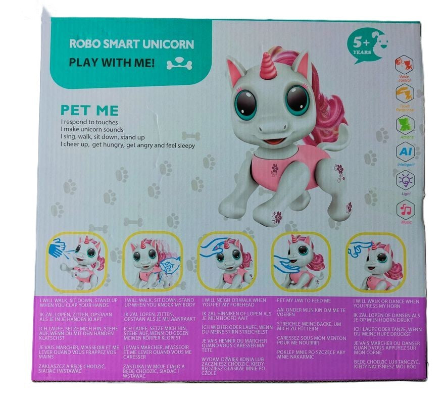 Licorne interactive avec actions / lumières / son / capteurs