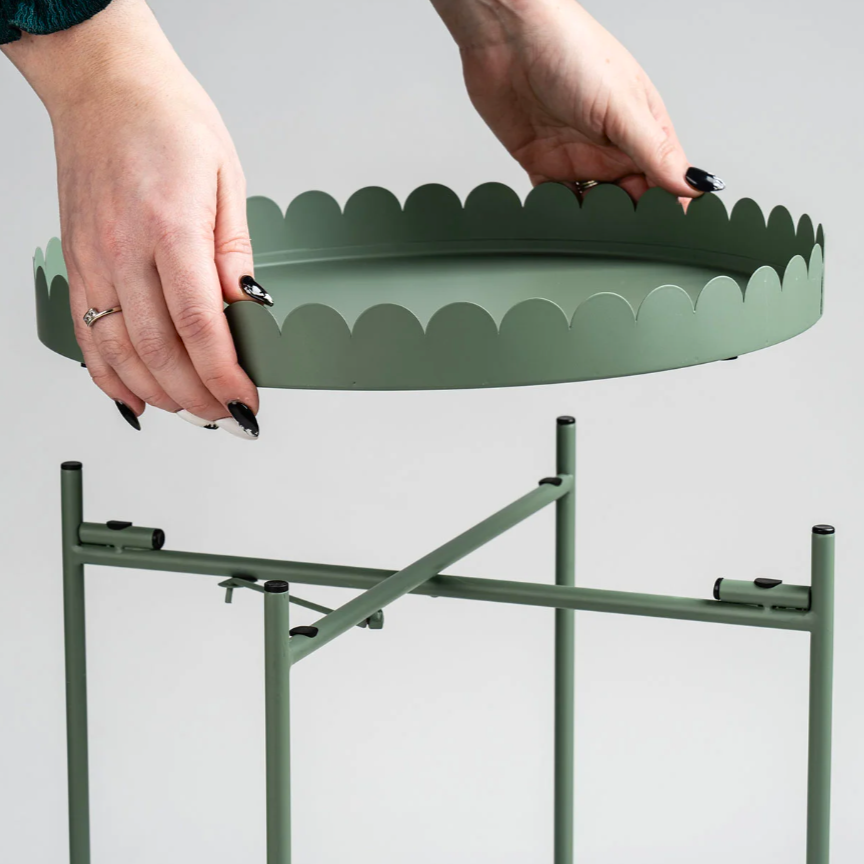 TABLE D’APPOINT RONDE À DEUX PLATEAUX Sauge Ø 40,5 x 54 cm