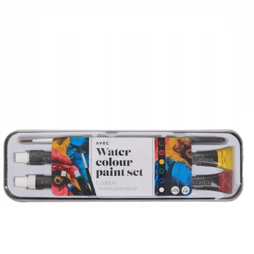 Coffret aquarelle 6 couleurs, pinceaux inclus