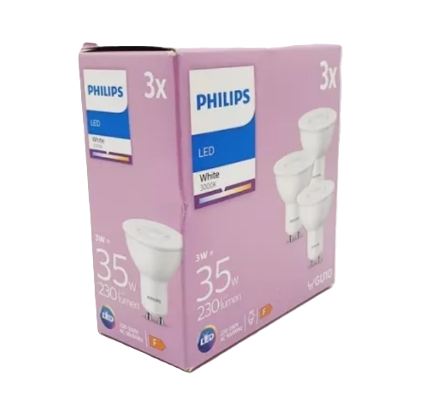 Boite de 3 Ampoules / Spots LED GU10 Philips 3 W = 35 W 230 lumens