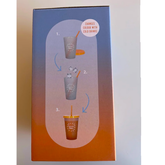 Boite de 4 Gobelets à couleur changeante, 590 ml 4 avec pailles Saumon