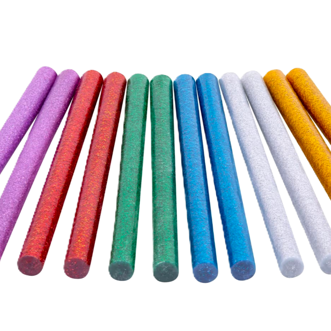 Boite de 12 bâtonnets de colle chaude pailletée 11 mm x 150 mm