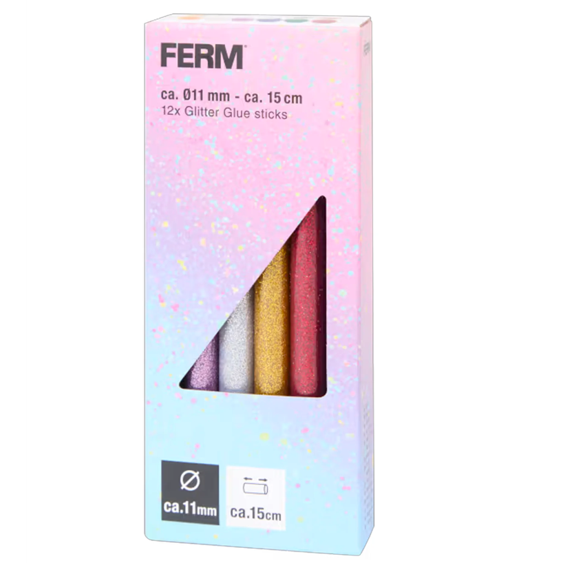 Boite de 12 bâtonnets de colle chaude pailletée 11 mm x 150 mm