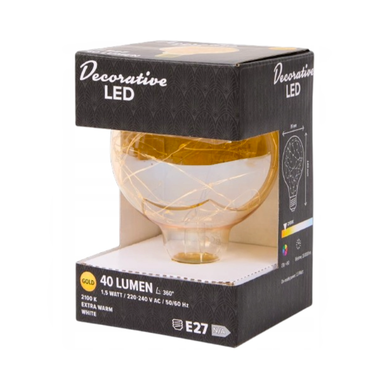 Ampoule LED décorative E27 à filament doré, couleur blanc extra blanc 40 Lumen