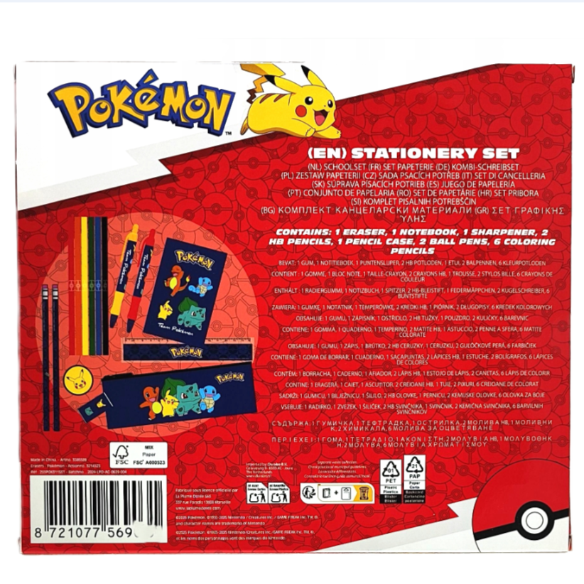 8 Ensembles de fournitures scolaires POKÉMON