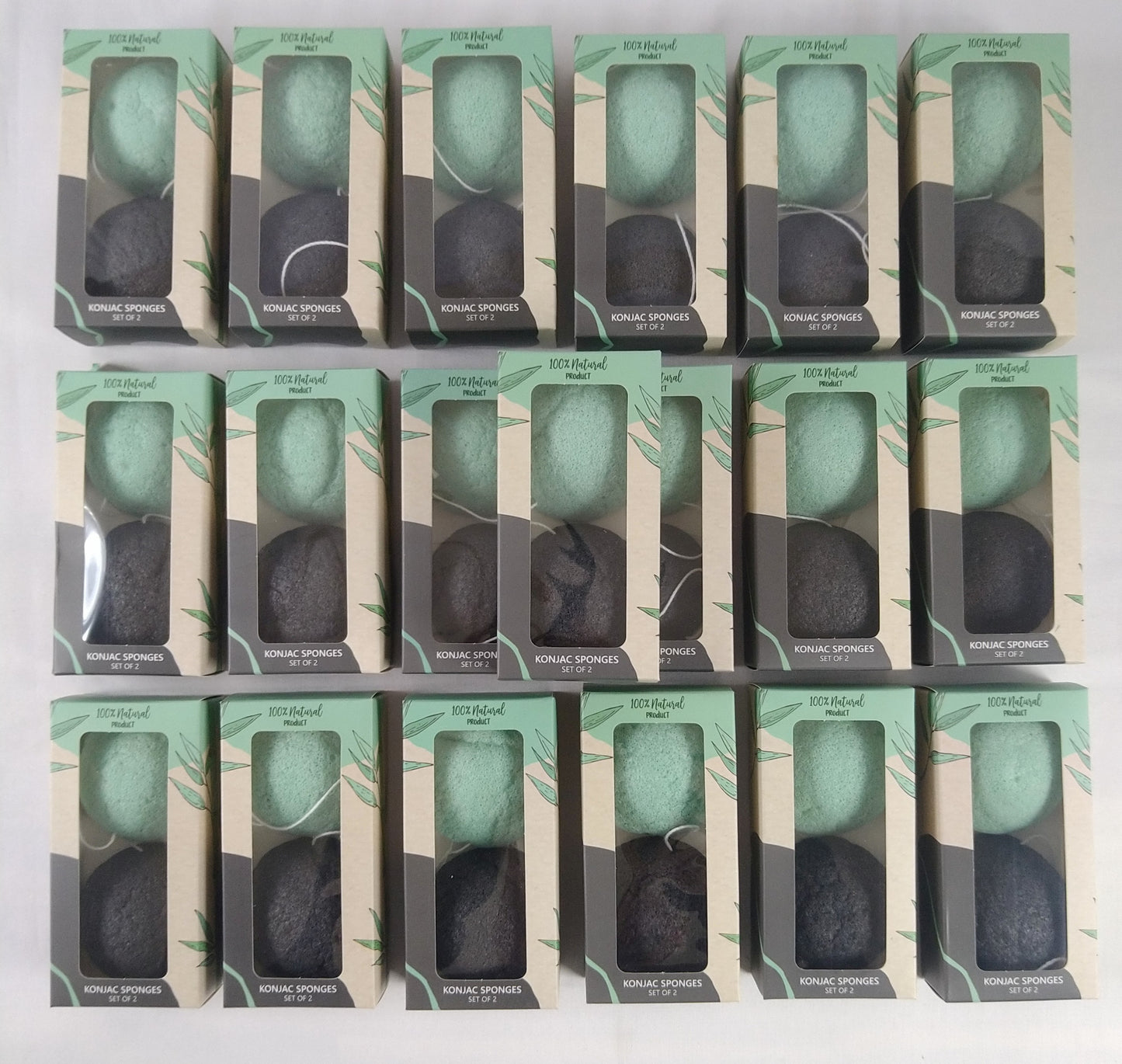 Lot de 19 Boites de 2 Eponges de Konjac ( 1 euro / pcs )