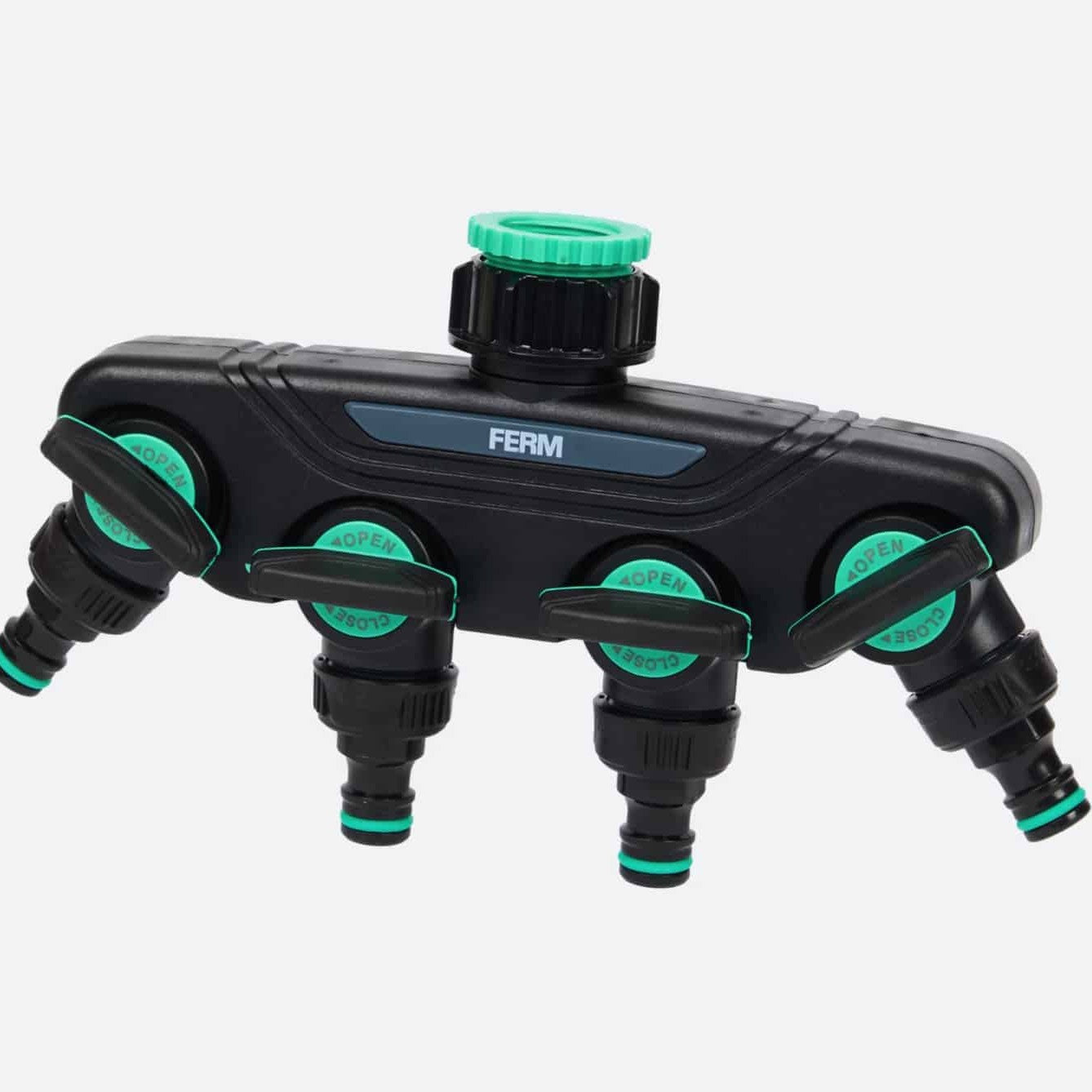 Distributeur / Raccord d'eau quadruple pour robinet, tuyau d'arrosage, raccord en T avec vannes Ferm
