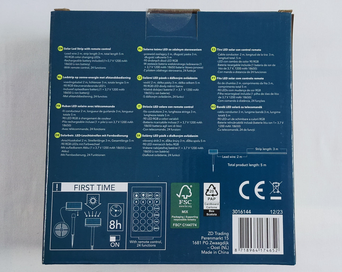 Lot de 6 Ruban LED avec télécommande solaire extérieur RGB 5m étanche ( 5.83 euro / pcs )