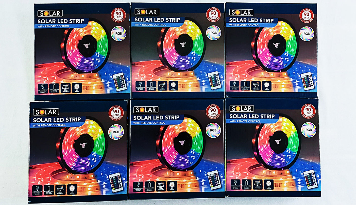 Lot de 6 Ruban LED avec télécommande solaire extérieur RGB 5m étanche ( 5.83 euro / pcs )