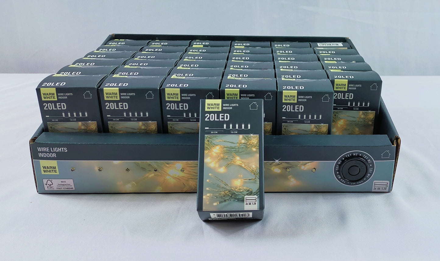 Lot de 36 Guirlandes de lumières à pile 20 Led White 2 Mètres ( 1 euro / pcs )