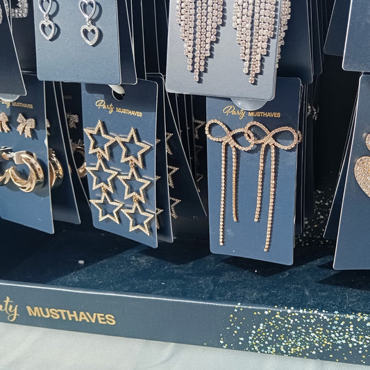 85 Paires de boucles d'oreilles avec Strass - Display inclus