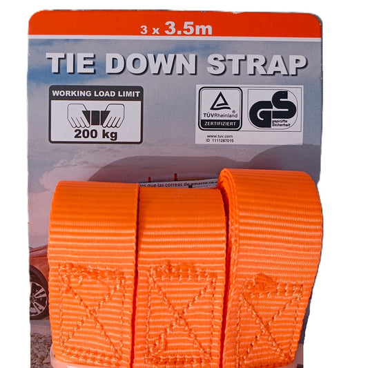 3 Sangles d'arrimage Orange 3 x 3,5 m