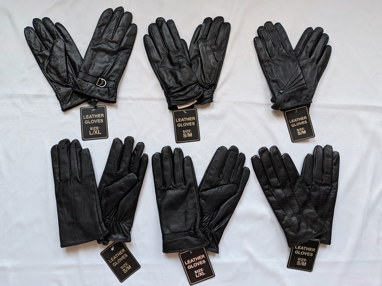 34 Gants en cuir noir intérieur fourrer polaire Femme / Homme