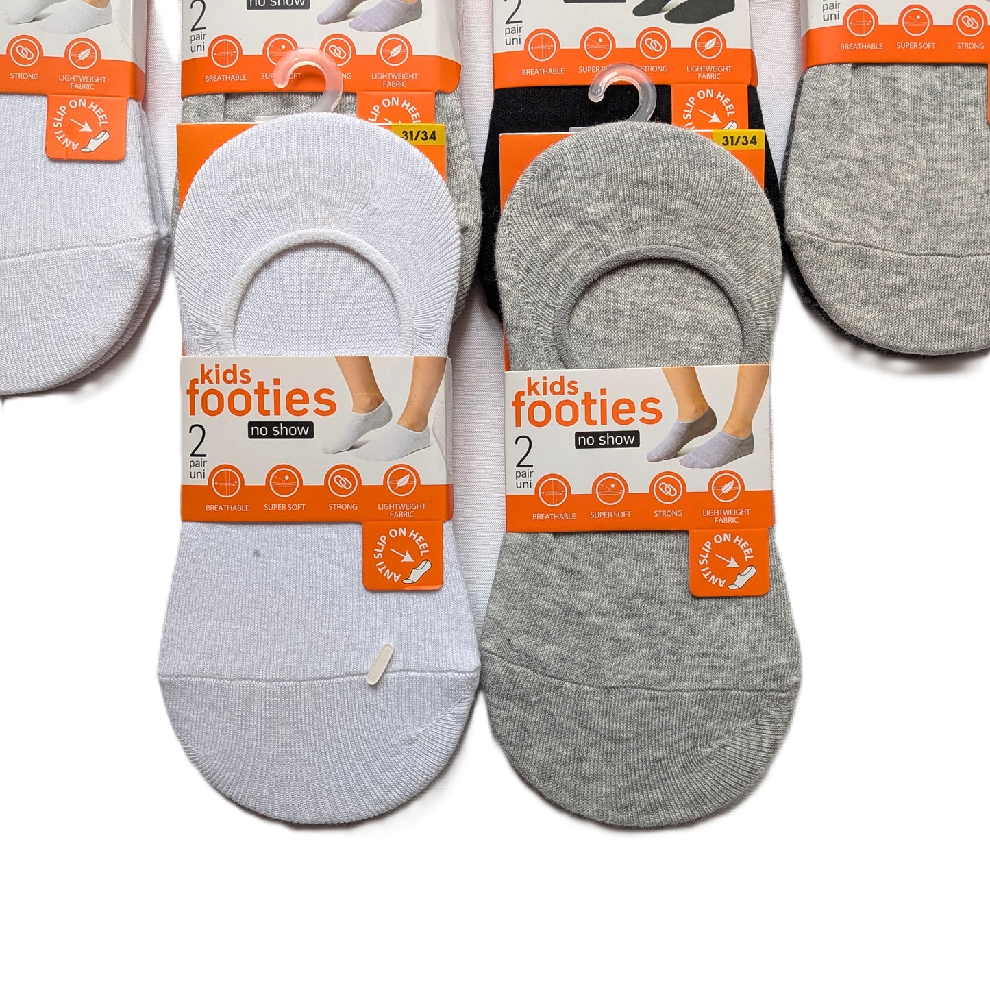 10 Paquets de 2 paires de chaussettes base invisible pour enfant
