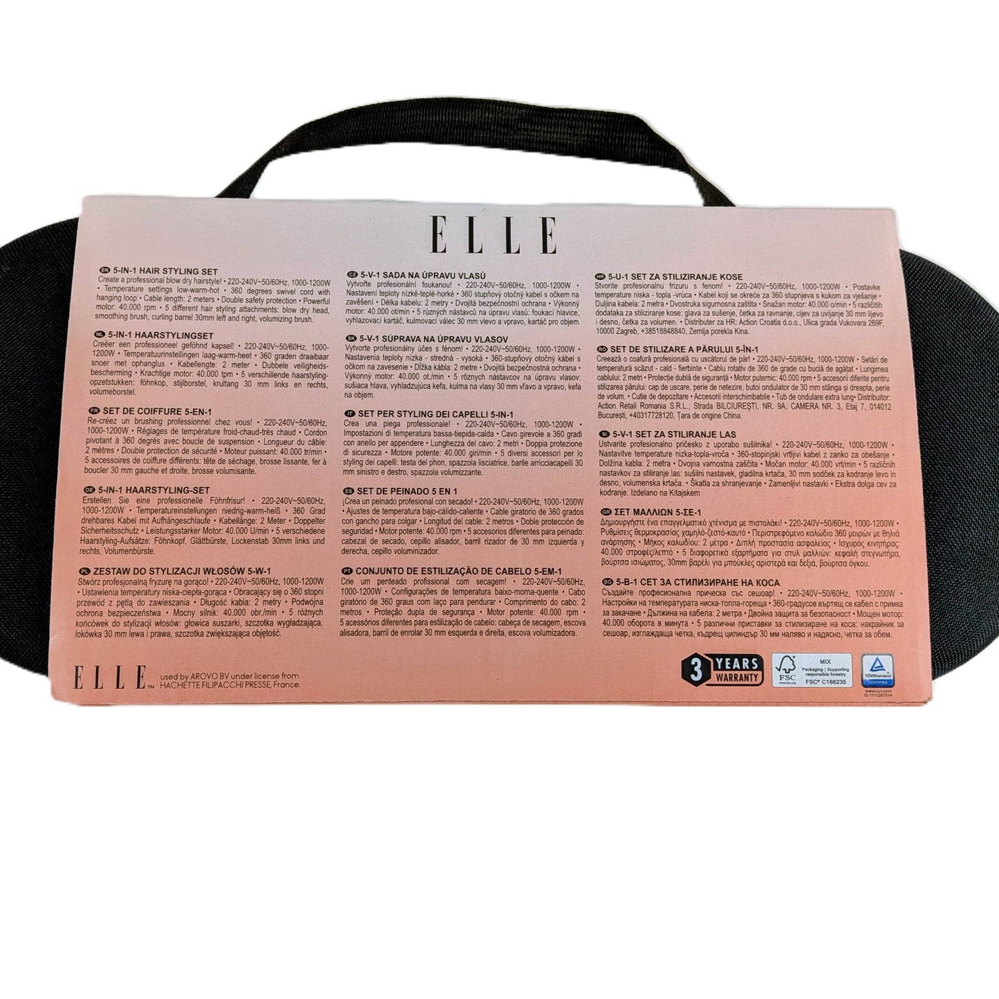Valise coque Brosse coiffante Air Wrap 5-en-1 ELLE 6 pièces 1000-1200 watts