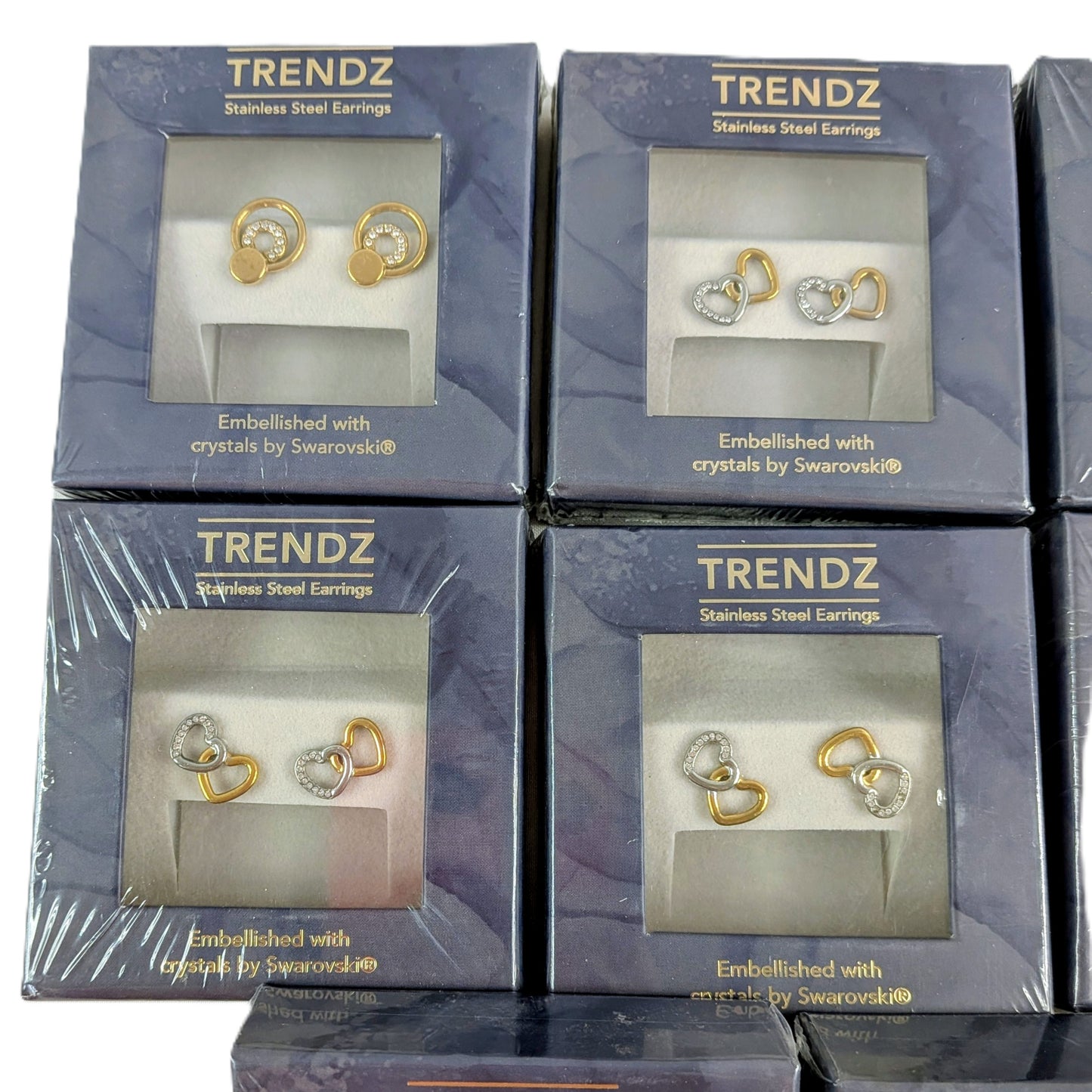8 Coffrets Boucles oreilles plaqué or et cristaux Swarovski