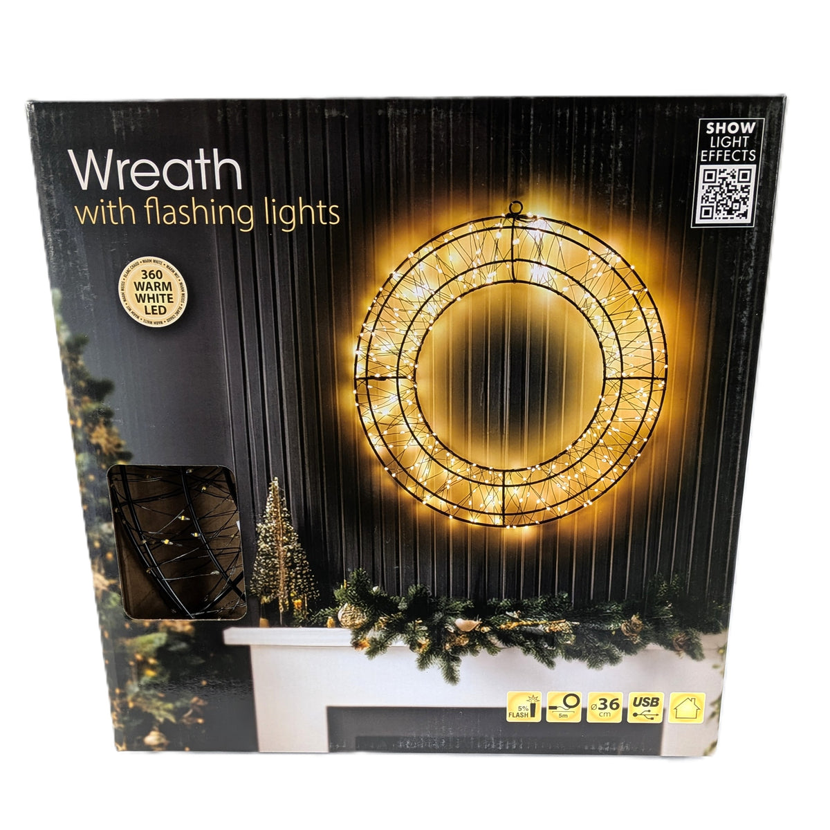 5 Boites : Couronne lumineuse LED Ø 36 cm, cercle LED 360 diodes USB