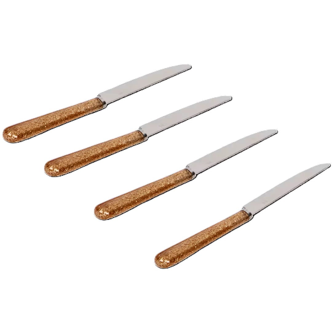 4 Couteaux à paillettes doré
