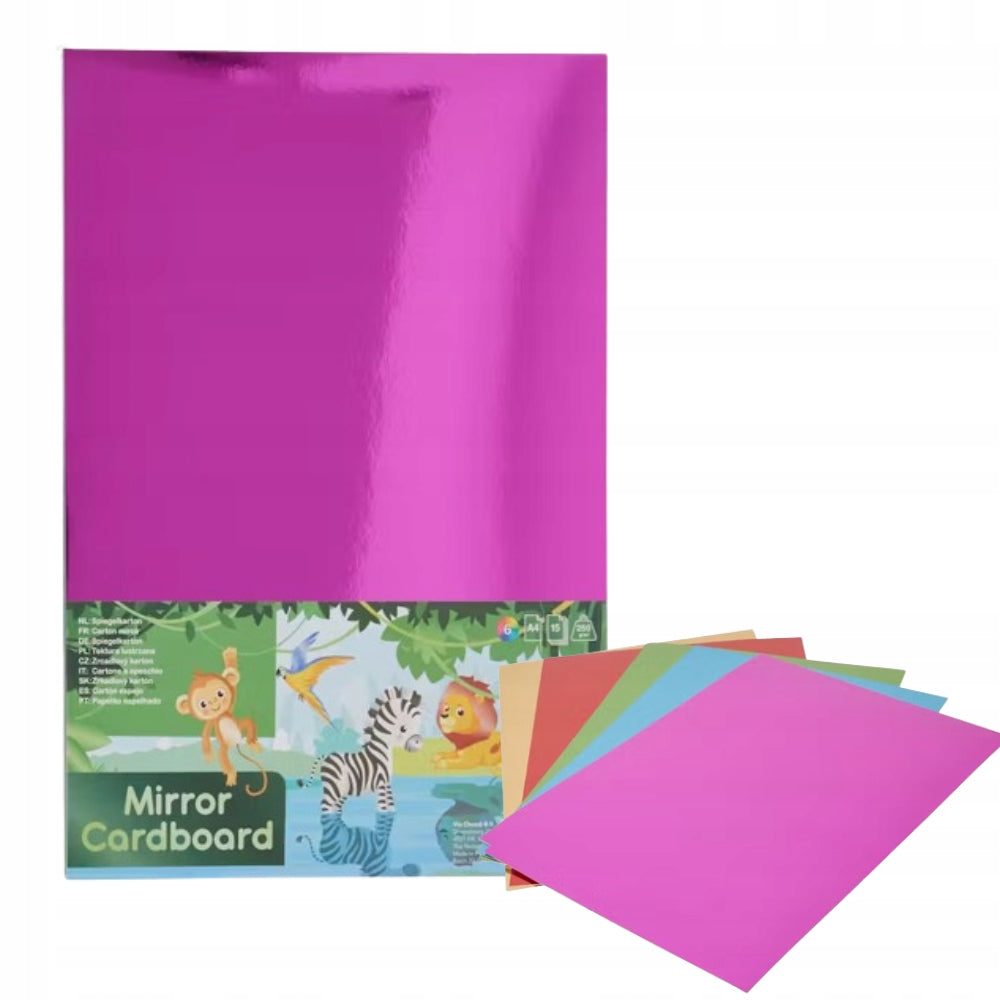 Lot de 10 Paquets de 15 feuilles miroir décoratif brillant coloré A4 loisirs créatif ( 0.50 cts / pcs )