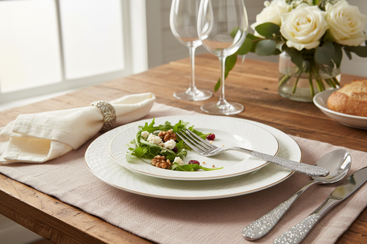 fourchette avec pailette argenté juste sur le manche image en situation