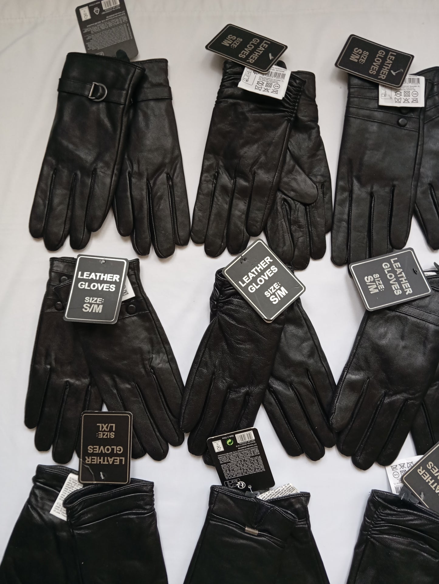34 Gants en cuir noir intérieur fourrer polaire Femme / Homme