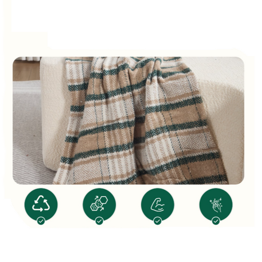 Couverture en coton à carreaux Vert 130x 160 cm