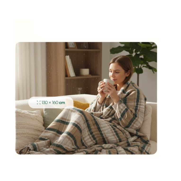 Couverture en coton à carreaux Vert 130x 160 cm