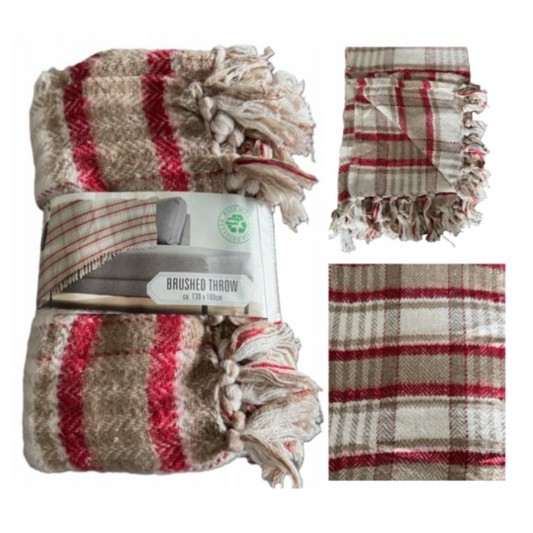 Couverture en coton à carreaux Rouge 130x 160 cm