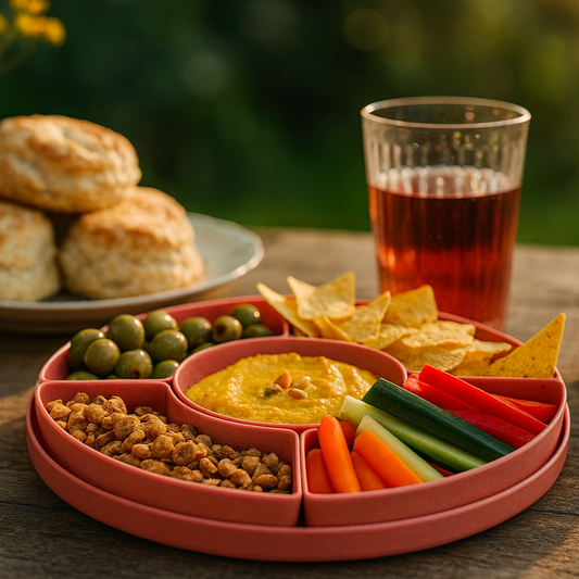 Ensemble de Plateaux apéritif en mélamine avec 5 contenants amovibles Rose