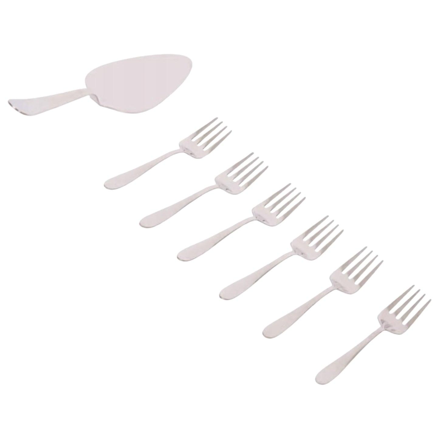 Service à gâteau 7 pièces – Pelle et 6 fourchettes en acier inoxydable