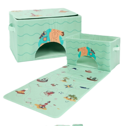 Boîte de rangement avec tapis de jeux Vert 97.5 x 39 x 24 cm