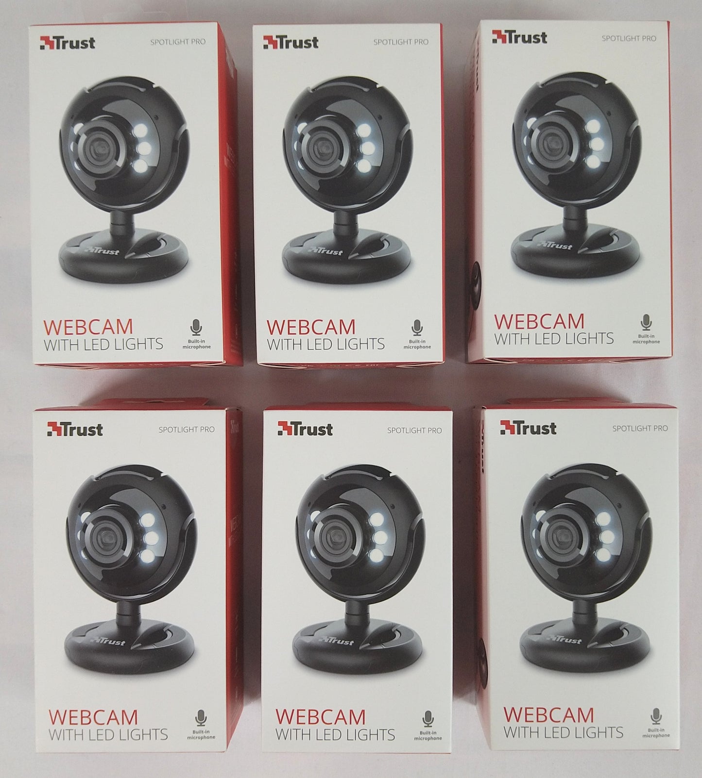 Lot de 6 Webcam avec micro et lumières Led intègres trust usb ( 5 e /pcs )