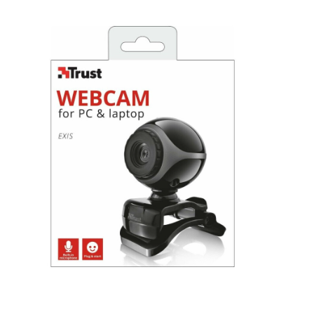 8 Boites : Webcam Trust Exis pour PC portable avec microphone intégré intelligent