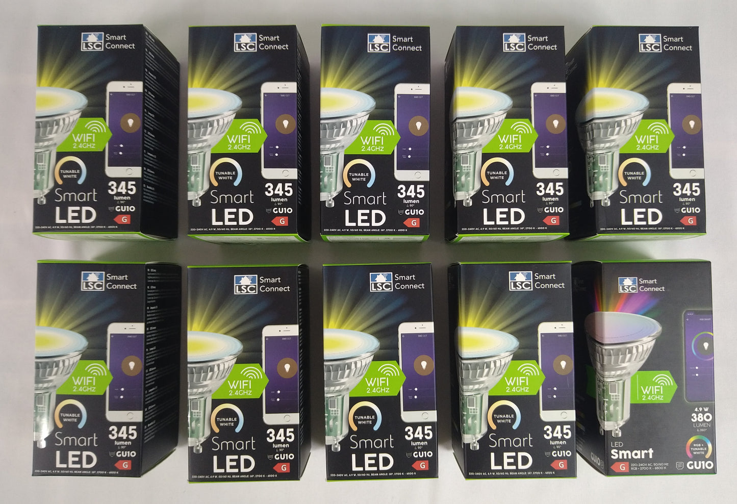 Lot de 10 Ampoules led smart connect wifi 345 lumen GU 10 ( 2 e /pcs )