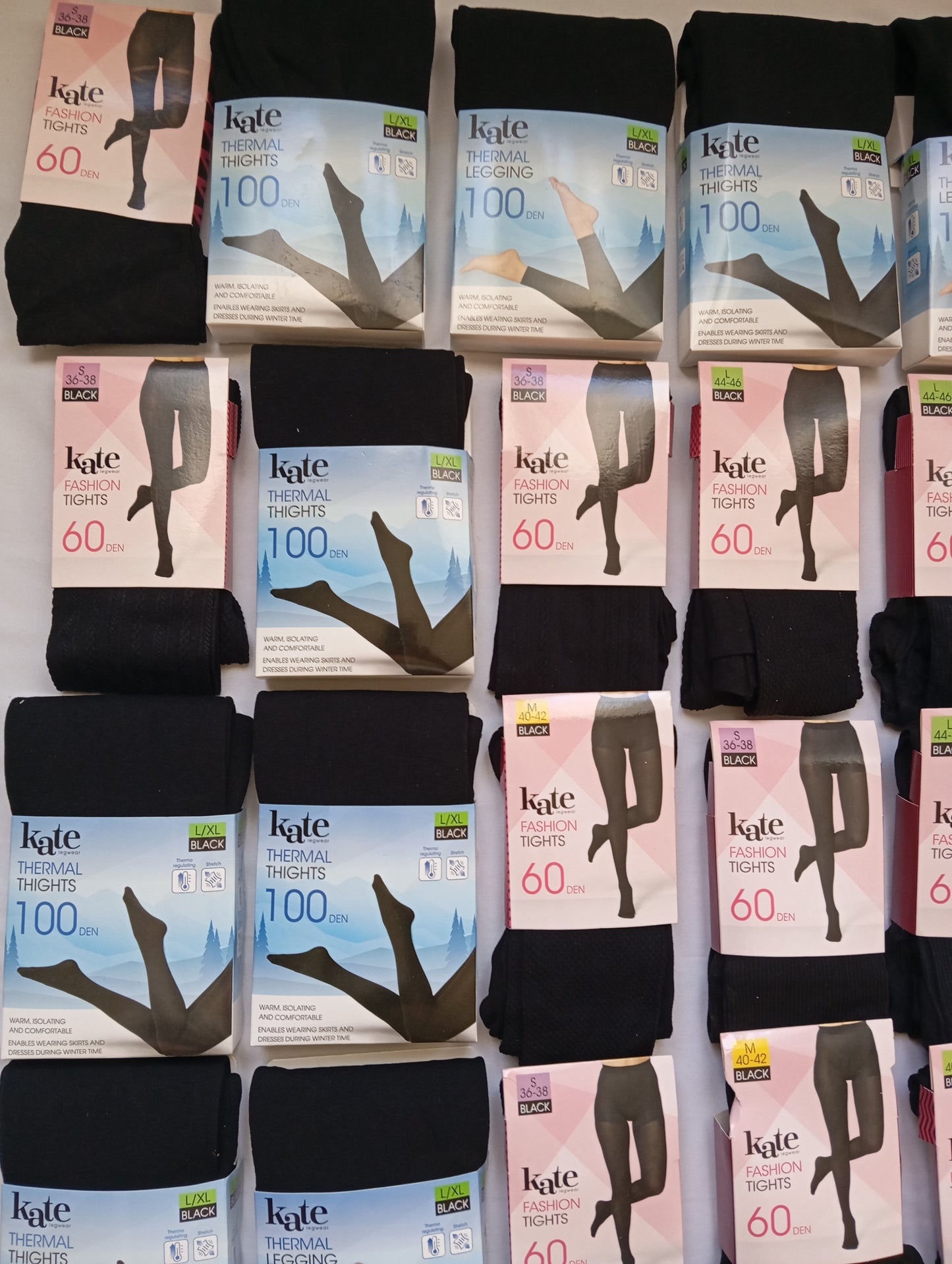 Lot de 61 Collants / LEGGINGS THERMIQUES 100 DEN OPAQUE NOIR