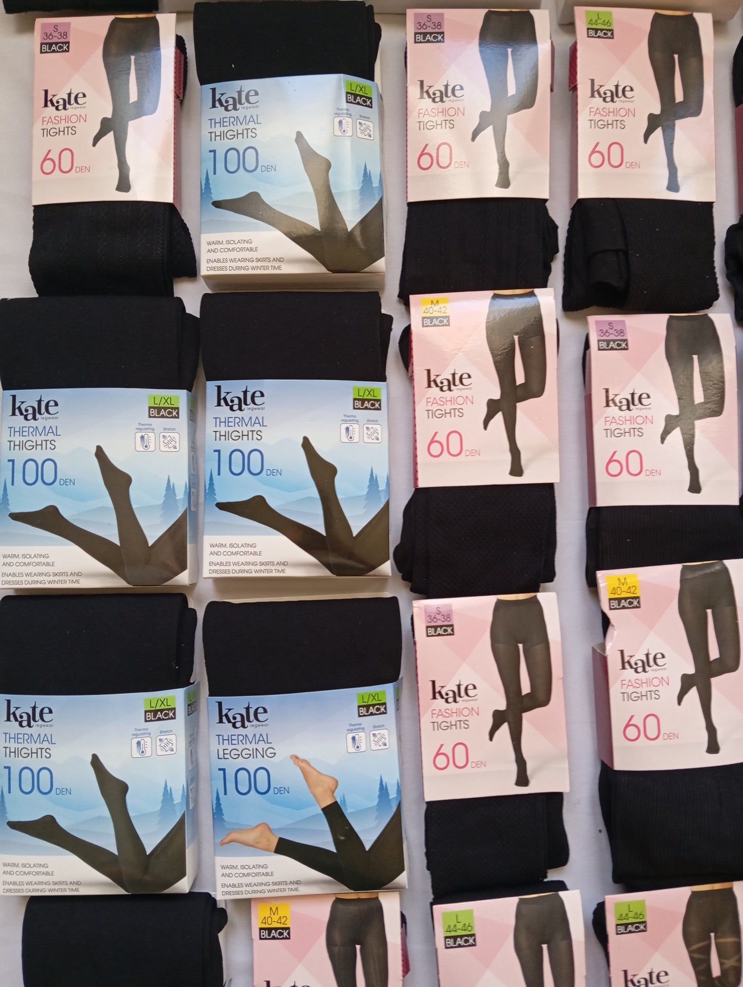 Lot de 61 Collants / LEGGINGS THERMIQUES 100 DEN OPAQUE NOIR