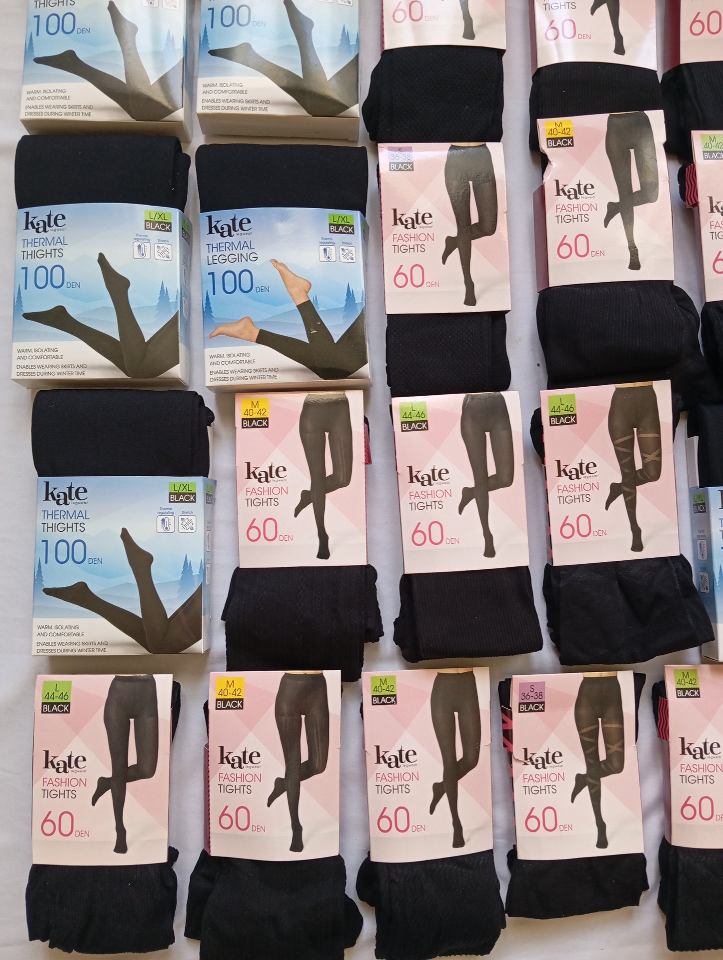Lot de 61 Collants / LEGGINGS THERMIQUES 100 DEN OPAQUE NOIR
