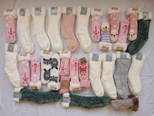 Lot de 28 Paires Chaussettes / chausson d'intérieur polaire doux Adulte / Enfant