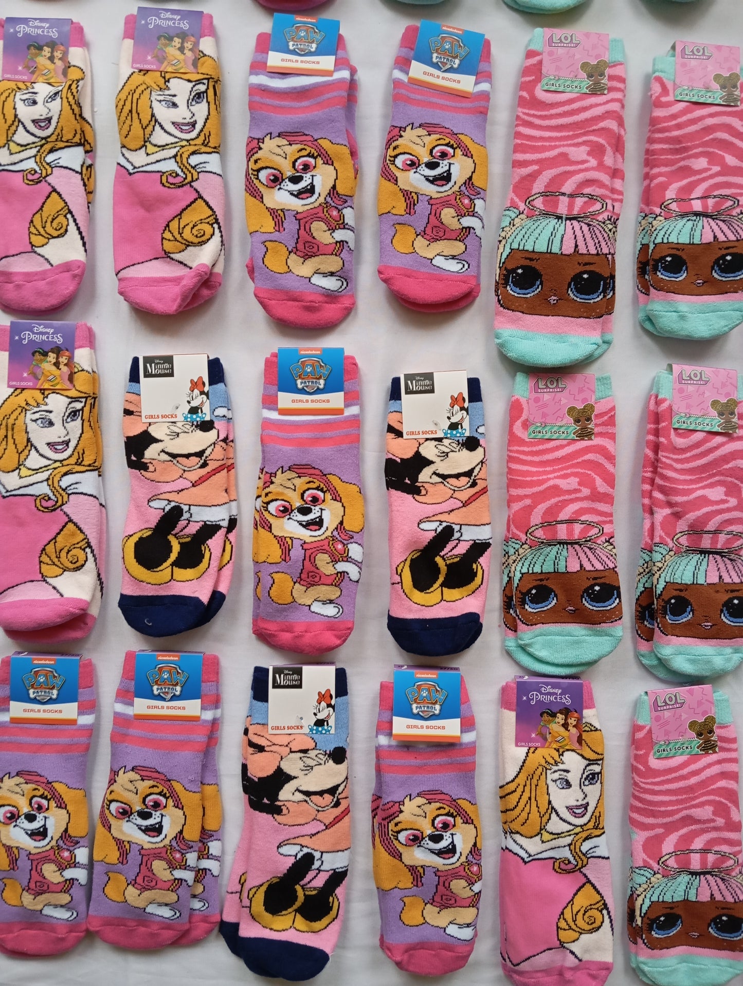 Lot de 70 Paires de chaussettes intérieur antidérapant fille Disney / L.O.L SURPRISE / Paw Patrol