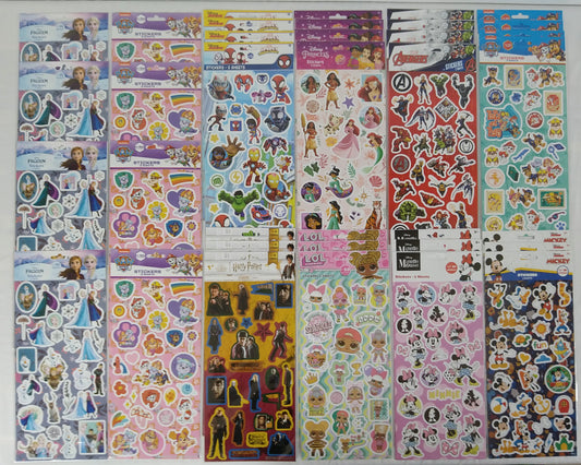 Lot de 36 planches de 50 stickers Disney Paw Patrol / la Reine des neiges / Marvel...( 0.33 cts / pcs )