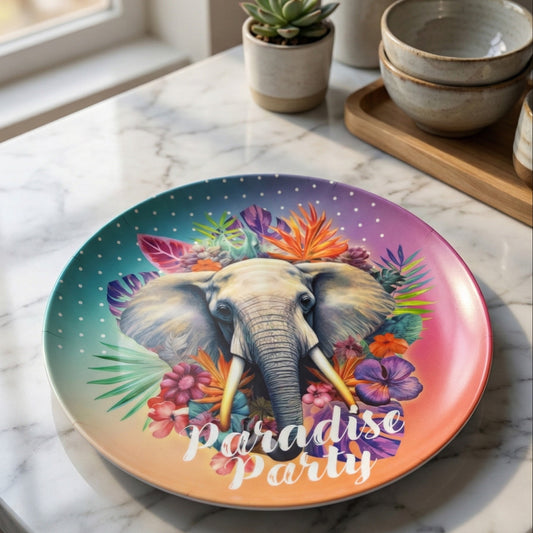 Assiette plate en Mélamine Motif Eléphant 25 cm