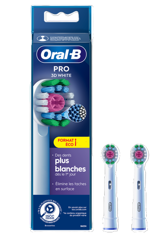 2 Brossettes de remplacement pour Brosse à dents électrique Oral-B 3D White Braun