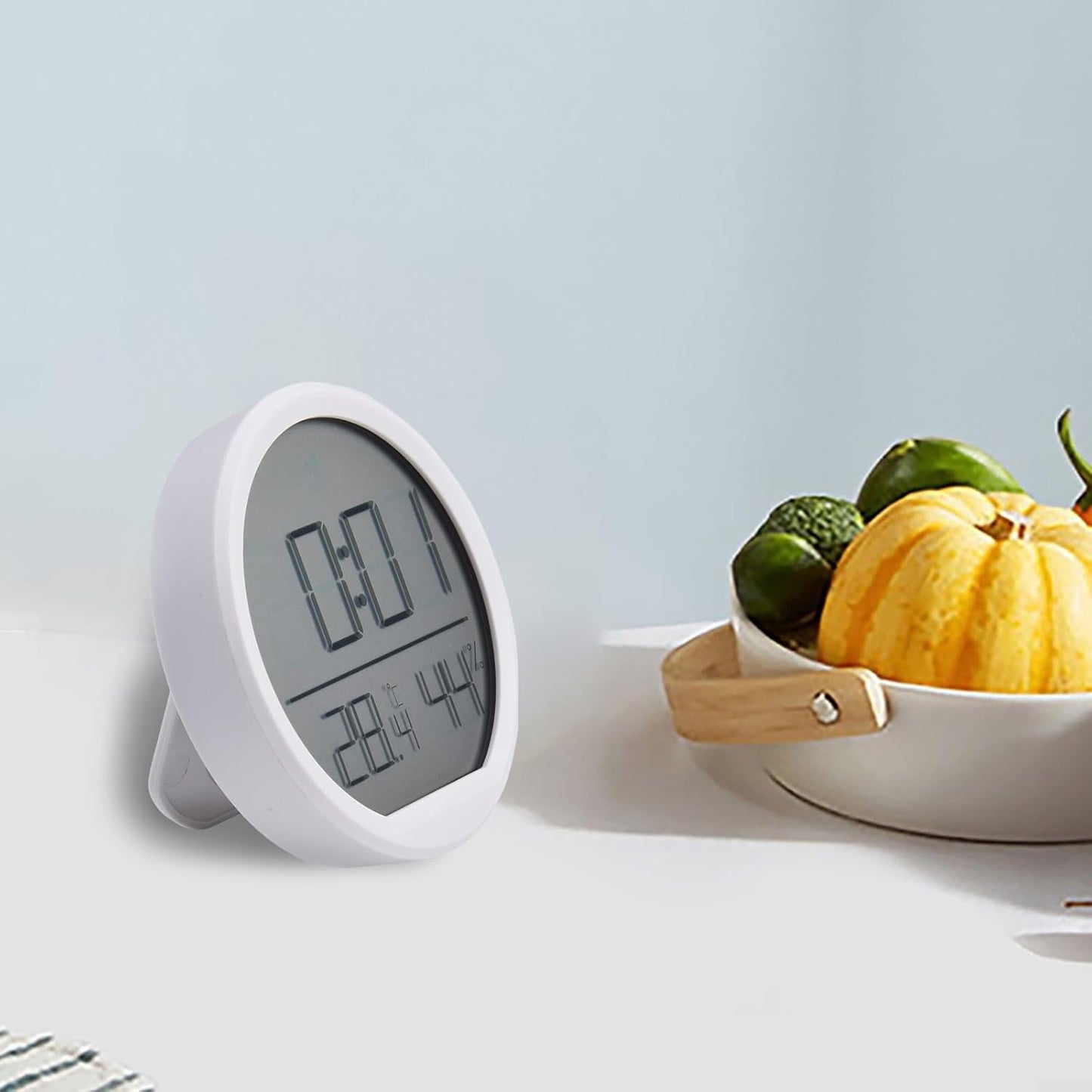 Thermomètre d'intérieur Rond Blanc avec hygromètre et horloge