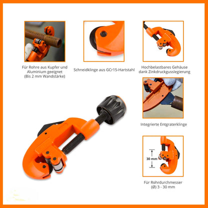 Coupe-tube - Pour tube de diamètre (Ø) 3-30 mm - Convient pour cuivre et aluminium pvc.