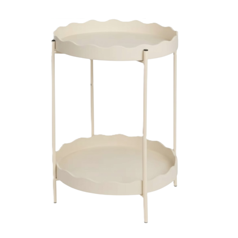 TABLE D’APPOINT RONDE À DEUX PLATEAUX Beige Ø 40,5 x 54 cm